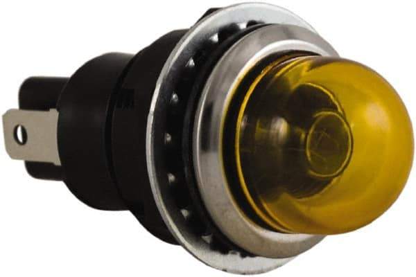 Schneider Electric - 24 V Yellow Lens Incandescent Pilot Light - Round Lens, Dust-tight, Oiltight - USA Tool & Supply
