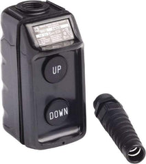 Schneider Electric - 2 Operator, Pushbutton Pendant Control Station - Up-Down (Legend), Momentary Switch, 4NO Contact, NEMA 1, 3, 3R, 4, 4X - USA Tool & Supply