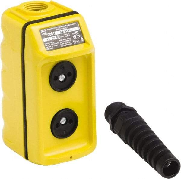 Schneider Electric - 2 Operator, Pushbutton Pendant Control Station - No Legend, Momentary Switch, 4NO/4NC Contact, NEMA 1, 3, 3R, 4, 4X - USA Tool & Supply