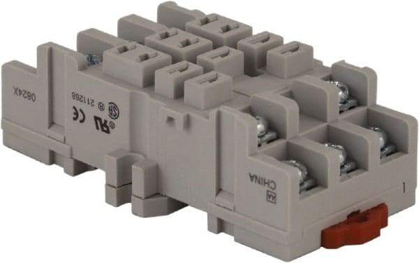 Square D - 11 Pins, 300 VAC, 15 Amp (UL and CSA), Square Relay Socket - DIN Rail Mount, Panel Mount, 2 Tiers, Screw Terminal - USA Tool & Supply