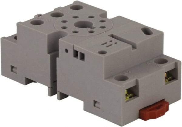 Square D - 8 Pins, 300 VAC, 10 Amp (CSA) and 16 Amp (UL), Square Relay Socket - DIN Rail Mount, Panel Mount, 2 Tiers, Screw Terminal - USA Tool & Supply