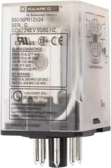 Square D - 8 Pins, 1 hp at 277 Volt & 1/3 hp at 120 Volt, 3 VA Power Rating, Octal Electromechanical Plug-in General Purpose Relay - 10 Amp at 250 VAC, DPDT, 240 VAC at 50/60 Hz, 34.9mm Wide x 50.3mm High x 35.4mm Deep - USA Tool & Supply