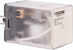 Square D - 8 Pins, 1 hp at 277 Volt & 1/3 hp at 120 Volt, 3 VA Power Rating, Octal Electromechanical Plug-in General Purpose Relay - 10 Amp at 250 VAC, DPDT, 12 VDC, 34.9mm Wide x 50.3mm High x 35.4mm Deep - USA Tool & Supply