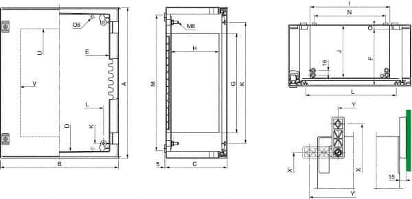 Schneider Electric - Polyester Standard Enclosure Hinge Cover - NEMA 13, 4X, 430mm Wide x 530 mm High x 200mm Deep, Impact Resistant - USA Tool & Supply