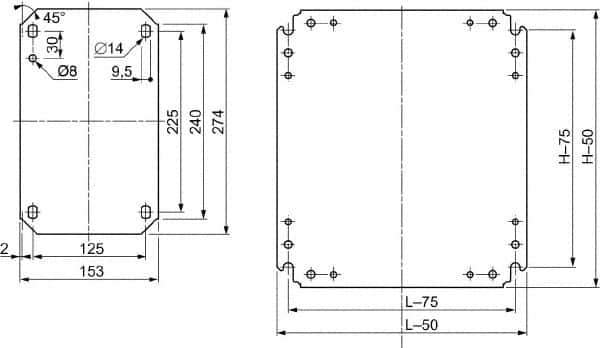 Schneider Electric - Electrical Enclosure Steel Mounting Plate - For Use with 400 (H) x 400 (W) Floor Standing Enclosure, RoHS Compliant, Includes Mounting Hardware & Mounting Plate - USA Tool & Supply