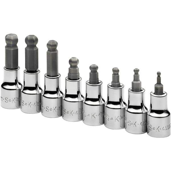 SK - 8 Piece 3/8" Drive Metric Ball Hex Bit Socket Set - USA Tool & Supply