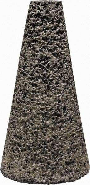 Tru-Maxx - Type 17, 1-1/2" Max Diam, 3" Head Thickness, 16 Grit Oval Cone - Zirconia Alumina, Coarse Grade, 3/8-24 Shank Thread - USA Tool & Supply