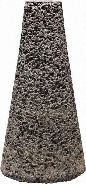 Tru-Maxx - Type 17, 2" Max Diam, 4" Head Thickness, 16 Grit Oval Cone - Zirconia Alumina, Coarse Grade, 5/8-11 Shank Thread - USA Tool & Supply