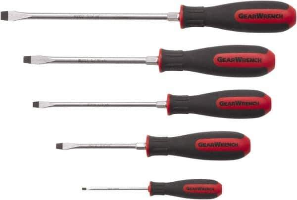 GearWrench - 5 Piece Slotted Screwdriver Set - Blade Sizes: Length 3, 4, 6 & 8 - USA Tool & Supply