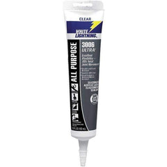 White Lightning - 5.5 oz Tube Clear Acrylic & Latex Sealant - -30 to 180°F Operating Temp, 45 min Tack Free Dry Time, 5 to 7 Days Full Cure Time - USA Tool & Supply