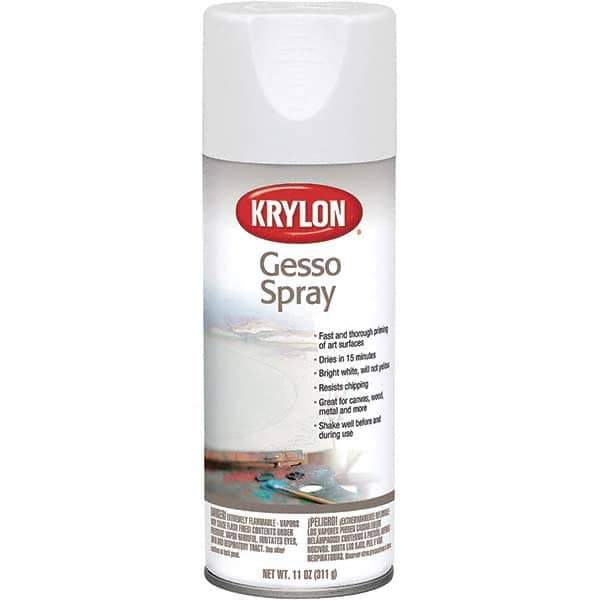 Krylon - 11 oz Bright White Art Surface Primer - 15 to 20 Sq Ft/Gal, Direct to Metal, Spray - USA Tool & Supply