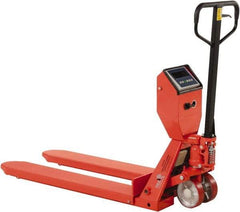 Vestil - 5,000 Lb Capacity, 7-1/2" Lift Scale Pallet Truck - 3" Min Lift Height, 48" Fork Length x 22-3/8" Fork Width, 22-1/2" Overall Width - USA Tool & Supply