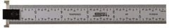 SPI - 24" Long, 1/64, 1/32" and 0.5, 1mm Graduation, Tool Steel Rule - English/Metric Graduation Style, 1-1/8" Wide, Silver, Satin Chrome Finish - USA Tool & Supply