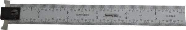 SPI - 6" Long, 1/64, 1/32, 1/16, 1/8" Graduation, Tool Steel Rule - 4R Graduation Style, 3/4" Wide, Silver, Satin Chrome Finish - USA Tool & Supply