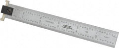 SPI - 6" Long, 1/100, 1/64, 1/50, 1/32" Graduation, Tool Steel Rule - 16R Graduation Style, 3/4" Wide, Silver, Satin Chrome Finish - USA Tool & Supply