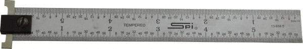 SPI - 6" Long, 1/64, 1/32" and 0.5, 1mm Graduation, Tool Steel Rule - English/Metric Graduation Style, 3/4" Wide, Silver, Satin Chrome Finish - USA Tool & Supply