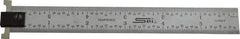 SPI - 6" Long, 1/64, 1/32" and 0.5, 1mm Graduation, Tool Steel Rule - English/Metric Graduation Style, 3/4" Wide, Silver, Satin Chrome Finish - USA Tool & Supply