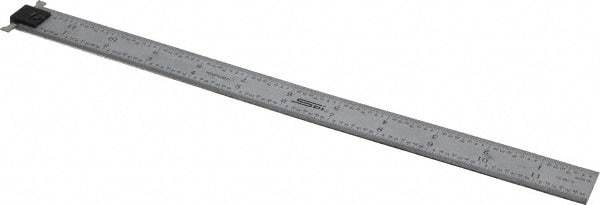 SPI - 12" Long, 1/64, 1/32" and 0.5, 1mm Graduation, Tool Steel Rule - English/Metric Graduation Style, 1" Wide, Silver, Satin Chrome Finish - USA Tool & Supply