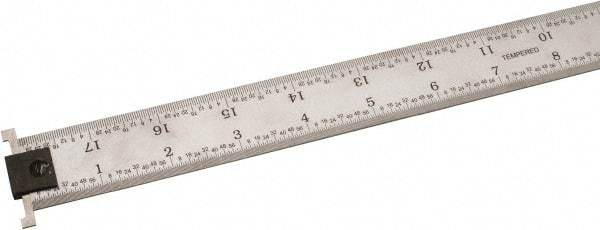 SPI - 18" Long, 1/64, 1/32, 1/16, 1/8" Graduation, Tool Steel Rule - 4R Graduation Style, 1-1/8" Wide, Silver, Satin Chrome Finish - USA Tool & Supply