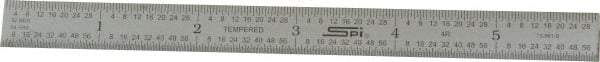 SPI - 6" Long, 1/64, 1/32, 1/16, 1/8" Graduation, Flexible Steel Rule - 4R Graduation Style, 1/2" Wide, Silver, Satin Chrome Finish - USA Tool & Supply