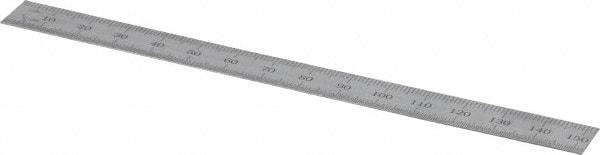 SPI - 6" Long, 1/64, 1/32" and 0.5, 1mm Graduation, Flexible Steel Rule - English/Metric Graduation Style, 1/2" Wide, Silver, Satin Chrome Finish - USA Tool & Supply