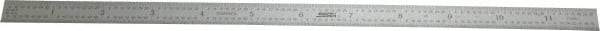 SPI - 12" Long, 1/64, 1/50, 1/32, 1/10" Graduation, Flexible Steel Rule - 3R Graduation Style, 1/2" Wide, Silver, Satin Chrome Finish - USA Tool & Supply