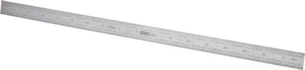 SPI - 18" Long, 1/100, 1/64, 1/32, 1/10" Graduation, Flexible Steel Rule - 5R Graduation Style, 3/4" Wide, Silver, Satin Chrome Finish - USA Tool & Supply