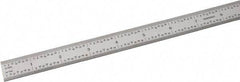 SPI - 18" Long, 1/100, 1/64, 1/50, 1/32" Graduation, Flexible Steel Rule - 16R Graduation Style, 3/4" Wide, Silver, Satin Chrome Finish - USA Tool & Supply