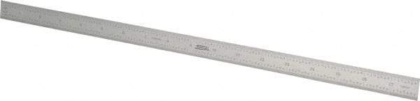 SPI - 18" Long, 1/64, 1/32" and 0.5, 1mm Graduation, Flexible Steel Rule - English/Metric Graduation Style, 3/4" Wide, Silver, Satin Chrome Finish - USA Tool & Supply
