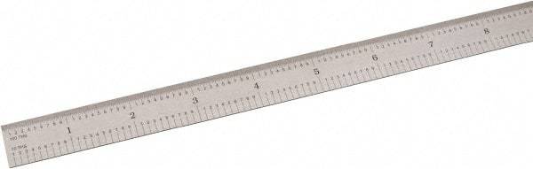 SPI - 24" Long, 1/100, 1/64, 1/32, 1/10" Graduation, Flexible Steel Rule - 5R Graduation Style, 3/4" Wide, Silver, Satin Chrome Finish - USA Tool & Supply