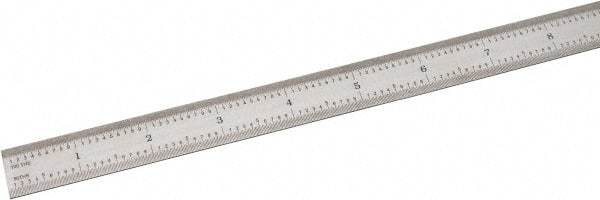 SPI - 24" Long, 1/100, 1/64, 1/50, 1/32" Graduation, Flexible Steel Rule - 16R Graduation Style, 3/4" Wide, Silver, Satin Chrome Finish - USA Tool & Supply