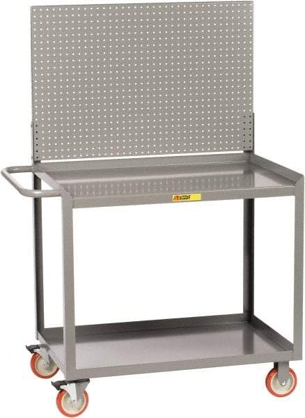 Little Giant - 1,200 Lb Capacity, 2 Shelf, 1 Drawer Mobile Workbench with Pegboard Panel - 36" Wide x 24" Deep x 60" High, Steel - USA Tool & Supply