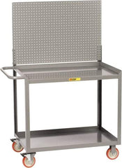 Little Giant - 1,200 Lb Capacity, 2 Shelf Mobile Workbench with Pegboard Panel - 48" Wide x 24" Deep x 60" High, Steel - USA Tool & Supply