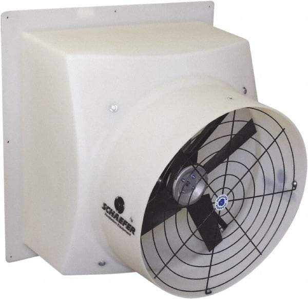 Schaefer Ventilation Equipment - 20" Blade, Direct Drive, 1/2 hp, 4,970 CFM, TEAO Exhaust Fan - 24-3/4" Opening Height x 23-1/2" Opening Width, 4.8/2.4 Amp, 1 Speed, Single Phase - USA Tool & Supply