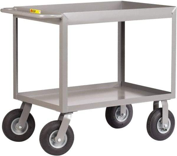 Little Giant - 1,200 Lb Capacity, 24" Wide x 54" Long x 36-1/2" High Deep Shelf Cart - 2 Shelf, Steel, 2 Rigid/2 Swivel Casters - USA Tool & Supply