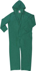 MCR Safety - Size 4XL, Green, Rain, Limited Flammability Coverall - 56" Chest, Snap Ankle, Take Up Snaps Wrist - USA Tool & Supply
