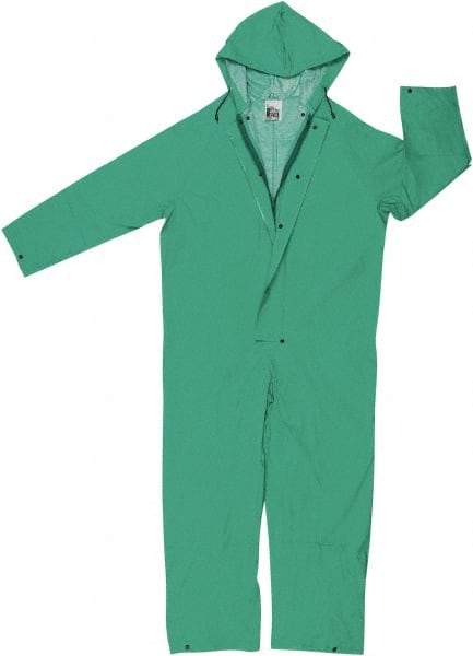 MCR Safety - Size 4XL, Green, Rain Coverall - 60" Chest, Snap Ankle, Take Up Snaps Wrist - USA Tool & Supply