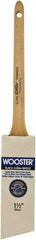 Wooster Brush - 1-1/2" Angled Hog Sash Brush - 2-3/16" Bristle Length, 7-7/8" Maple Rattail Handle - USA Tool & Supply
