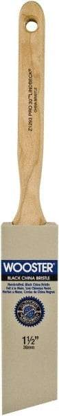 Wooster Brush - 1-1/2" Angled Hog Sash Brush - 2-7/16" Bristle Length, 8" Maple Fluted Handle - USA Tool & Supply
