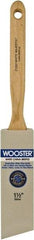 Wooster Brush - 1-1/2" Angled Hog Sash Brush - 2-11/16" Bristle Length, 7-7/8" Maple Fluted Handle - USA Tool & Supply
