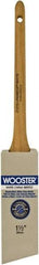 Wooster Brush - 1-1/2" Angled Hog Sash Brush - 2-7/16" Bristle Length, 6-1/2" Maple Rattail Handle - USA Tool & Supply