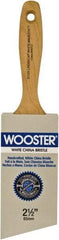 Wooster Brush - 2-1/2" Angled Hog Varnish Brush - 2-15/16" Bristle Length, 5-1/8" Maple Beavertail Handle - USA Tool & Supply