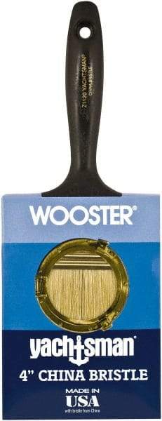 Wooster Brush - 4" Flat Hog Wall Brush - 3-3/16" Bristle Length, 6-1/4" Plastic Beavertail Handle - USA Tool & Supply