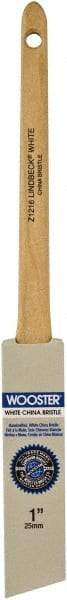 Wooster Brush - 1" Angled Hog Sash Brush - 2-3/16" Bristle Length, 6-1/2" Maple Rattail Handle - USA Tool & Supply