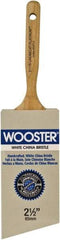 Wooster Brush - 2-1/2" Angled Hog Varnish Brush - 2-15/16" Bristle Length, 6-1/2" Maple Dowel Handle - USA Tool & Supply