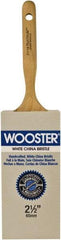 Wooster Brush - 2-1/2" Flat Hog Varnish Brush - 2-15/16" Bristle Length, 5-1/8" Maple Dowel Handle - USA Tool & Supply