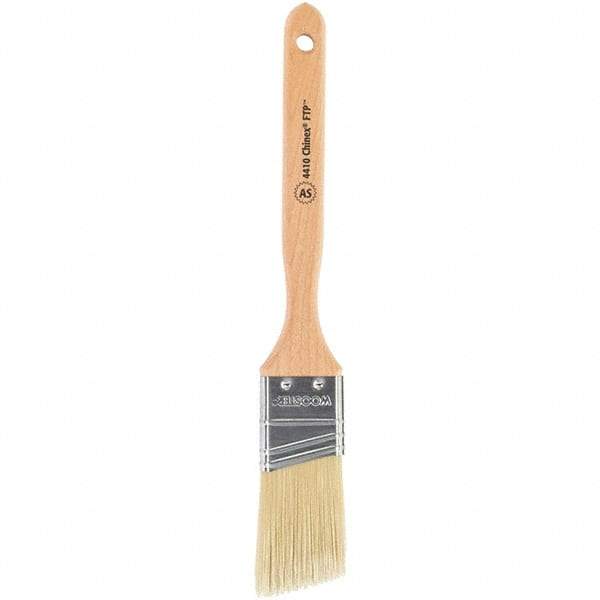 Wooster Brush - 1-1/2" Angled Synthetic Sash Brush - 2-7/16" Bristle Length, 7-7/8" Maple Fluted Handle - USA Tool & Supply