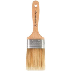 Wooster Brush - 2-1/2" Oval Synthetic Varnish Brush - 3-3/16" Bristle Length, 6-1/4" Maple Beavertail Handle - USA Tool & Supply