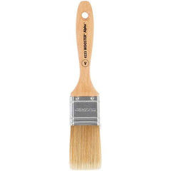 Wooster Brush - 1-1/2" Flat Synthetic Varnish Brush - 2-7/16" Bristle Length, 6-1/2" Maple Beavertail Handle - USA Tool & Supply