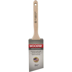 Wooster Brush - 2-1/2" Angled Synthetic Sash Brush - 2-15/16" Bristle Length, 7-7/8" Poly Foam Fluted Handle - USA Tool & Supply